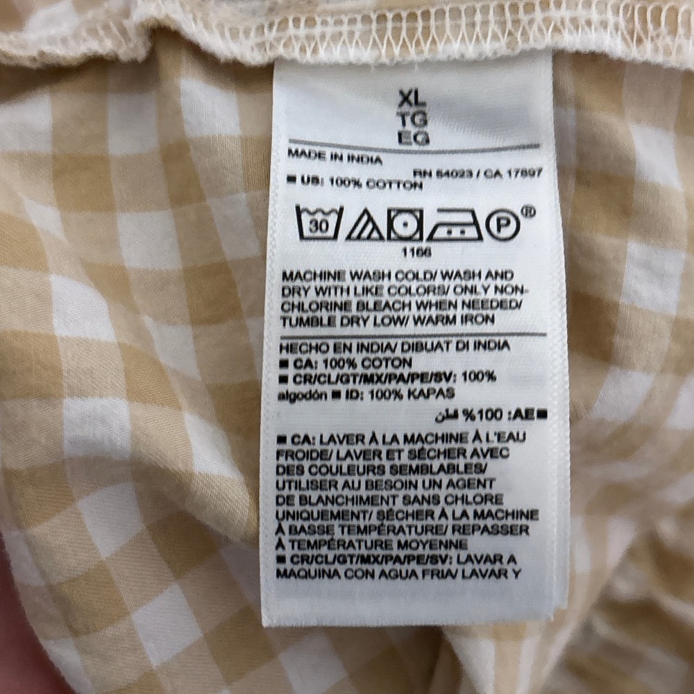Old Navy Skirt XL Tan Gingham Cotton Curved Tiered Midi Preppy Summer Casual - Picture 6 of 9